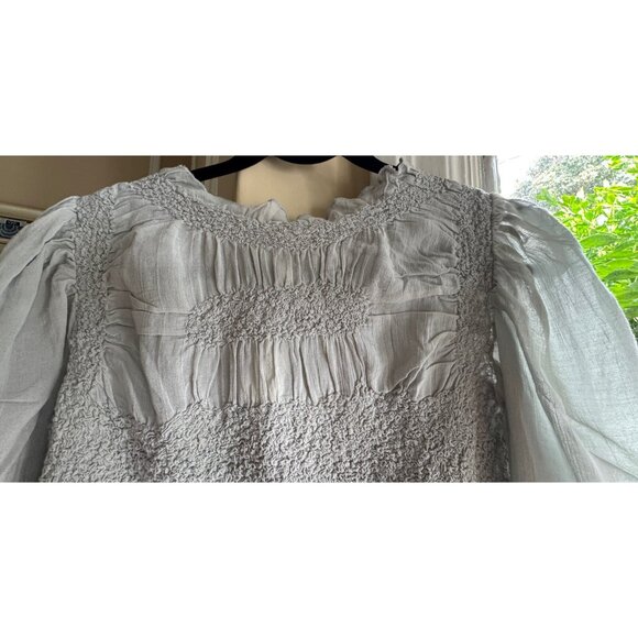 ANTHROPOLOGIE Women's Balloon-Sleeve Peplum‎ Top Sz S Regency Bridgerton Inspo - Picture 8 of 16